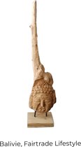 Balivie - Decoratief beeld of figuur - Teak stronk Tipis - met uitgesneden Boeddha gezicht - 100-120 cm