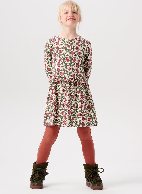 Noppies Kids Girls dress Arapaho long sleeve allover print Meisjes Jurk - Sandshell - Maat 128