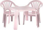 Forte Plastics Kinderstoelen 2x met tafeltje set - buiten/binnen - roze - kunststof - tuin meubels