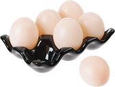 Eierdopjes - Zwart - 6 eieren - Keramiek - Hoogwaardige Kwaliteit - Eierhouder