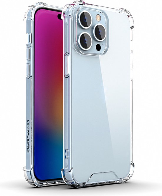 Coque ShieldCase Shock adaptée pour iPhone 14 Pro Max (transparente) + Protège-écran ShieldCase - Verre de protection Protection iPhone - Coque de protection iPhone + Protège-écran