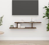 The Living Store TV-wandschap - Trendy Praktische Elegante - Wandgemonteerd - Afmeting- 125 x 18 x 23 cm - Ken- Gerookt eiken - Material- Bewerkt hout