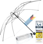 Transparante paraplu, witte stokparaplu Ø 100-130 cm; Elegante paraplu in transparant - het modehoogtepunt