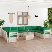 The Living Store Loungeset Pallet 10-delig - 60 x 60 cm - Groen