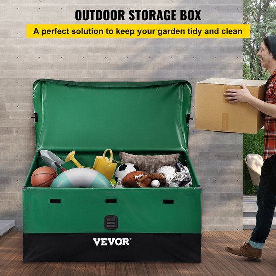 VEVOR Opbergdoos voor buiten, 660 l, opbergdoos, tuin, waterdicht, draagbaar, verzinkt, PE-zeil, voor gereedschap, garage, kinderspeelgoed, voor huis, camping, terras, zwembad, 155 x 63 x 75 cm