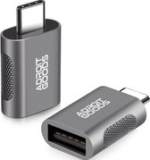 AdroitGoods 2x USB-C naar USB-A Adapter - USB 3.1 - Converter - Aluminium Grijs - Siliconen Grip