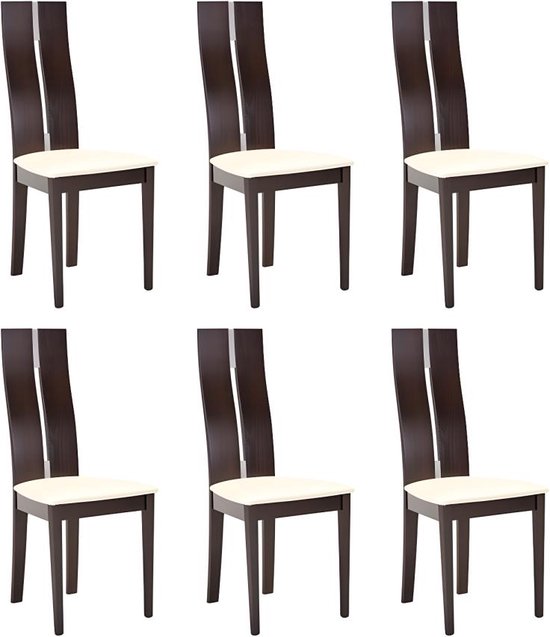 Set van 6 stoelen SALENA - Massief beuken - wengé L 44 cm x H 103 cm x D 50 cm