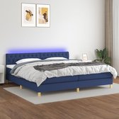 The Living Store Bed Blauw LED Pocketvering Matras Topmatras LED-Strip - 203x200x78/88cm - Duurzaam materiaal - verstelbaar hoofdbord - comfortabele ondersteuning - kleurrijke LED-verlichting - huidvriendelijk topmatras - The Living Store