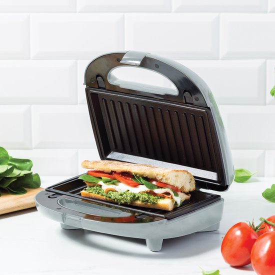 GreenChef - Machine à Panini, gaufres et croques 3 en 1 - plaques interchangeables - bleu-gris - sans PFAS