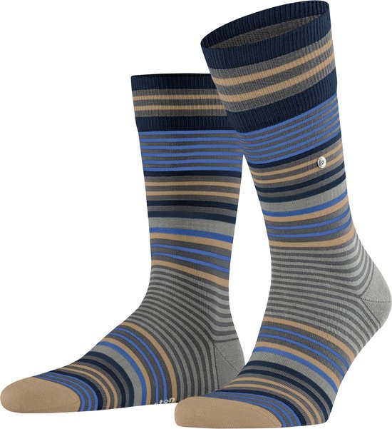 Burlington Stripe one-size wol sokken heren grijs - Maat 40-46