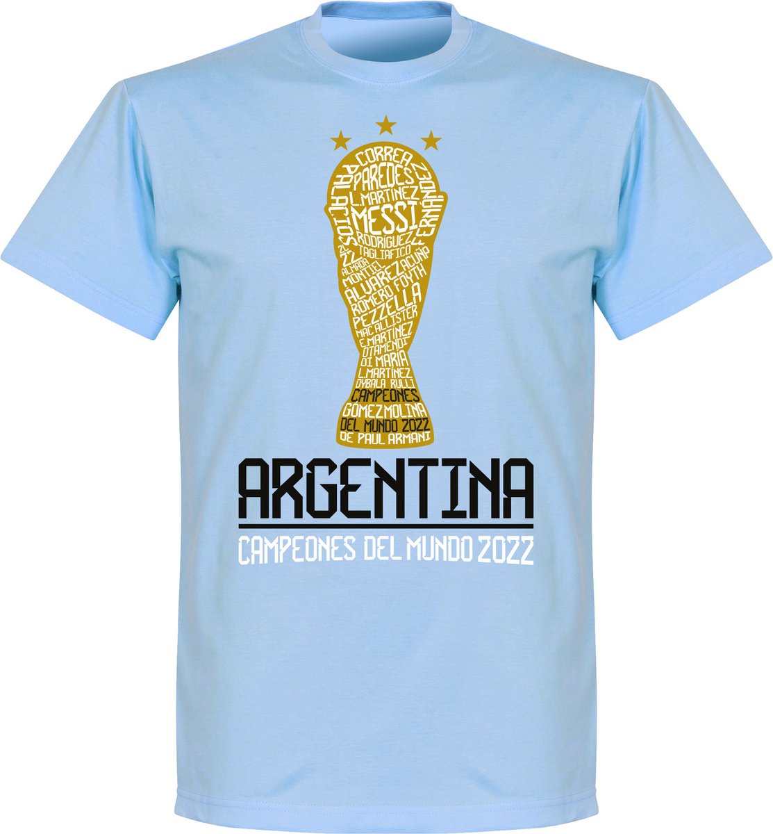 Argentinië WK 2022 Campeones T-Shirt - Lichtblauw - XL