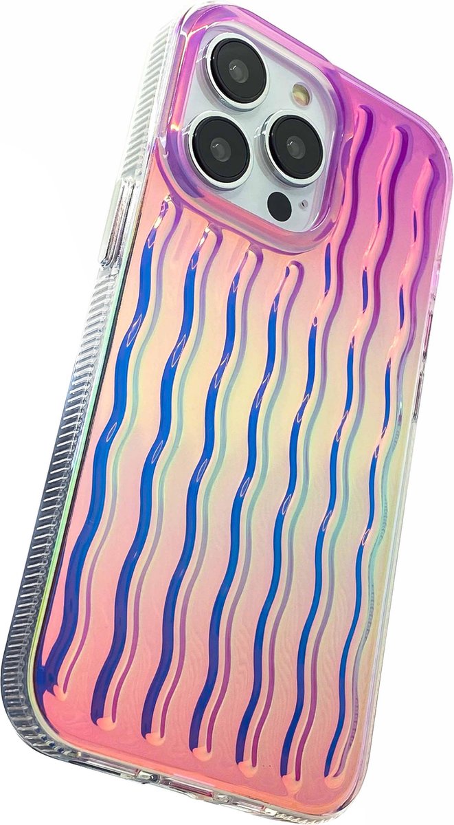 REBUS - Hoesje voor iPhone 14 Pro (6,1 inch), Season Vibes [polycarbonaat], glinsterend kuikenontwerp met golven, schokbestendig hoesje (Spring)