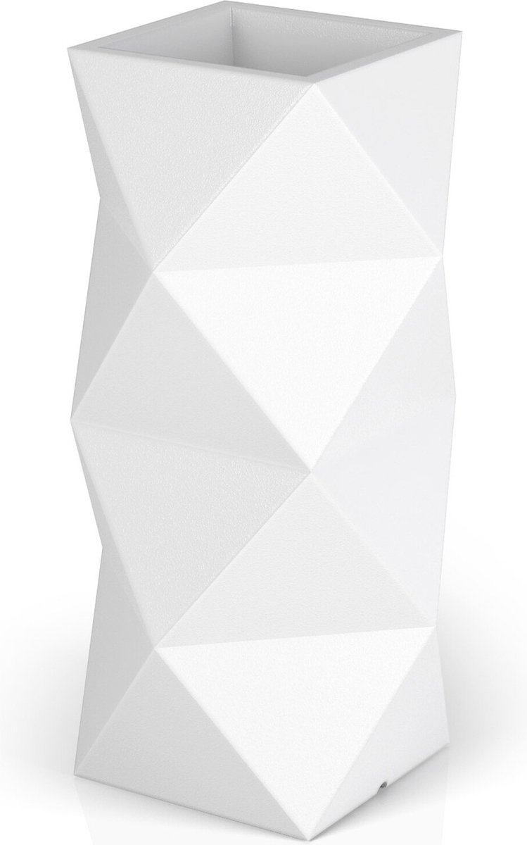 Bloempot - Monumo Asti - 29x29x78cm - met verlichting - wit