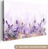 Canvas Schilderij Lavendel - Bloemen - Paars - Natuur - 30x20 cm - Wanddecoratie