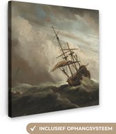 Peintures sur toile - Un navire en haute mer pendant une tempête volante - Peinture de Willem van de Velde - 20x20 cm - Décoration murale
