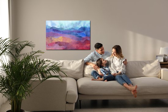 Painting King - Peinture sur toile Chaînes de montagnes abstraites colorées - 90 x 60 cm