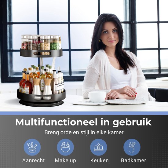 Plank Voor Onder De Gootsteen, 2 Niveaus, Multifunctionele Dubbele Verschuifbare Keukengootsteenorganizer Met 4 Haken En 1 Kop Kruidenrek Onderkastorganizer Voor Badkamer Keuken