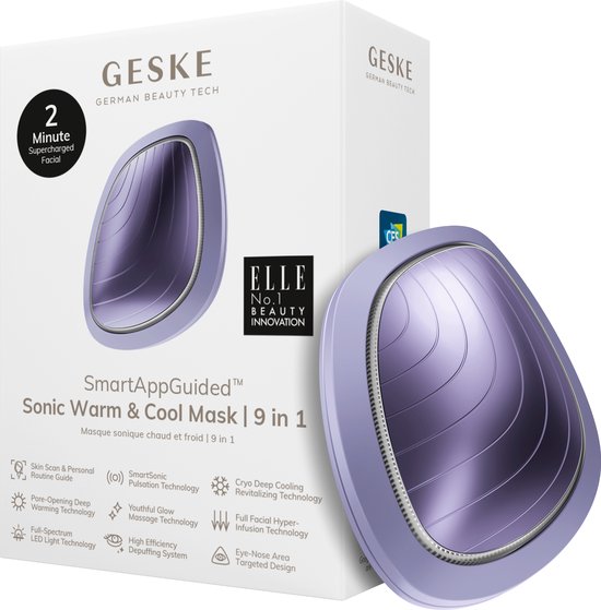 Foto: Geske smartappguided sonic warm cool mask 9 in 1 beauty led gezichtsmasker volledig led spectrum en roodlichttherapie warmte koeling verhoogde inname van gezichtsverzorging