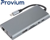 USB-C Hub - 11 in 1 - VGA - HDMI - Ethernet - USB 3.0 - AUX - USB-C Docking Station adapter splitter - Grijs - Provium
