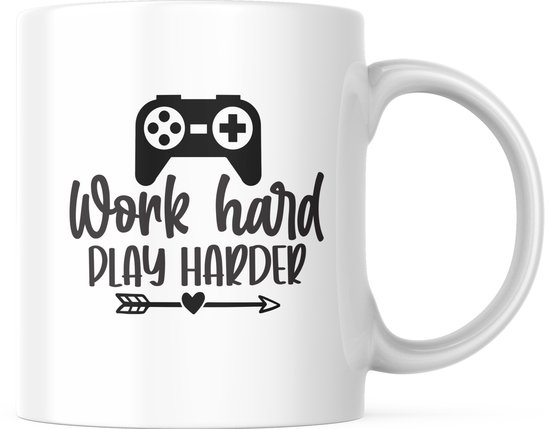 Kantoor Mok met tekst: Work hard play harder | Werk Quote | Grappige Quote  | Funny... | bol