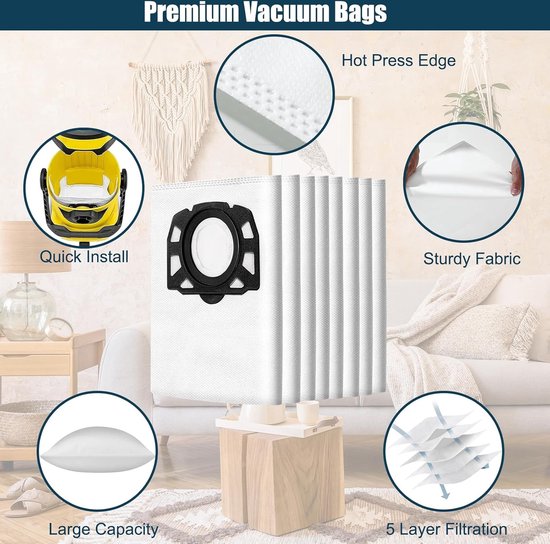 Lot De 20 Sacs D'aspirateur Pour Kärcher MV6 Premium - Référence 2.863-006.0 - Marque Microsafe