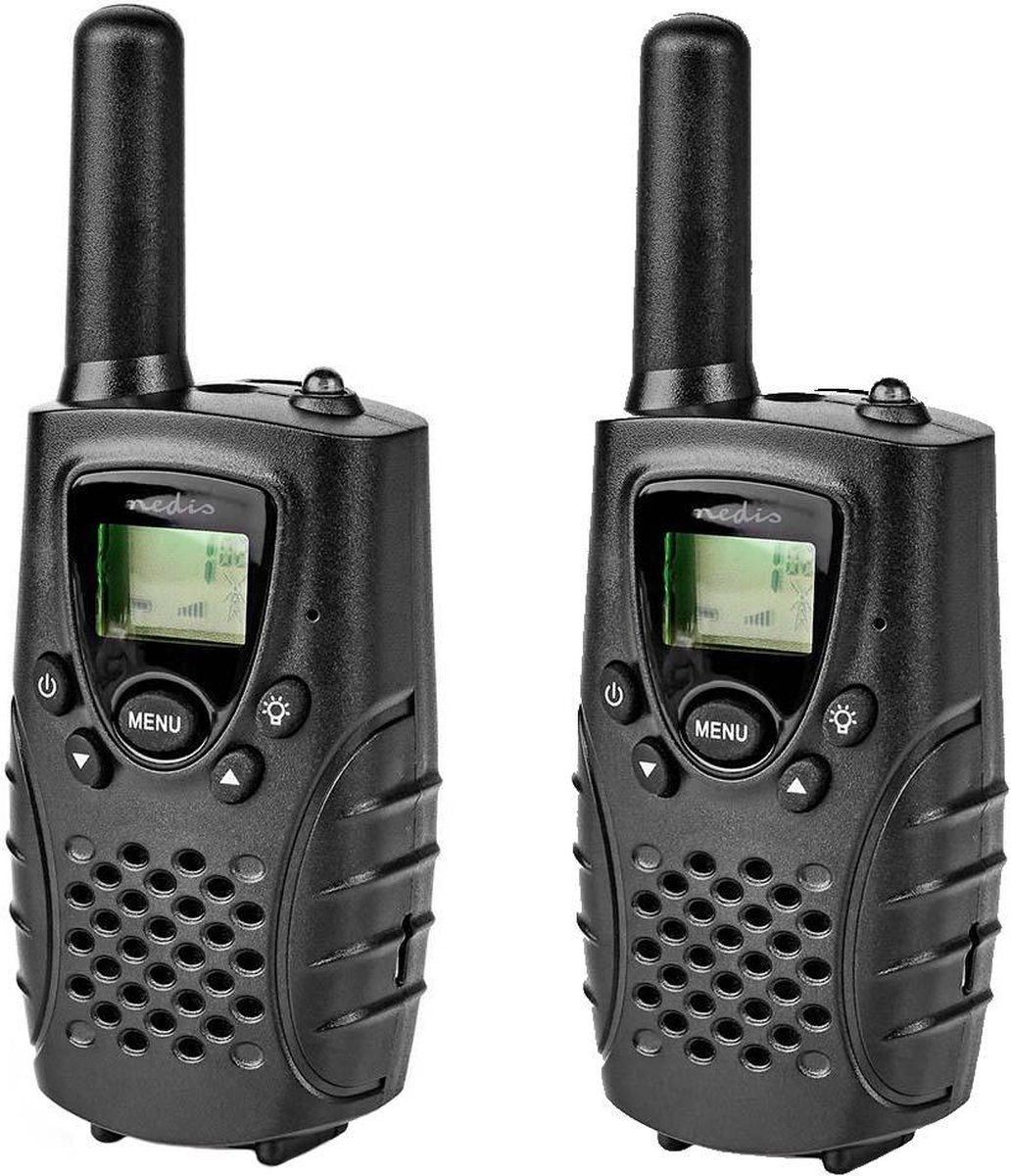 Nedis Walkie Talkie – 2 Stuks – 8 km Bereik – 8 Kanalen – VOX/PTT – Zwart
