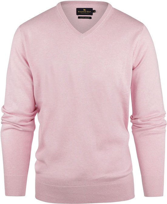 Pull Steppin' Out Coton Cotton Col V Rose - Taille 3XL - Homme - Pulls