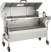 Bol.com speenvarkensgrill lamsgrill 117 cm 60 kg RVS rotisserie in hoogte verstelbaar in 4 niveaus 50 W 2 in 1 BBQ rotisserie gr... aanbieding