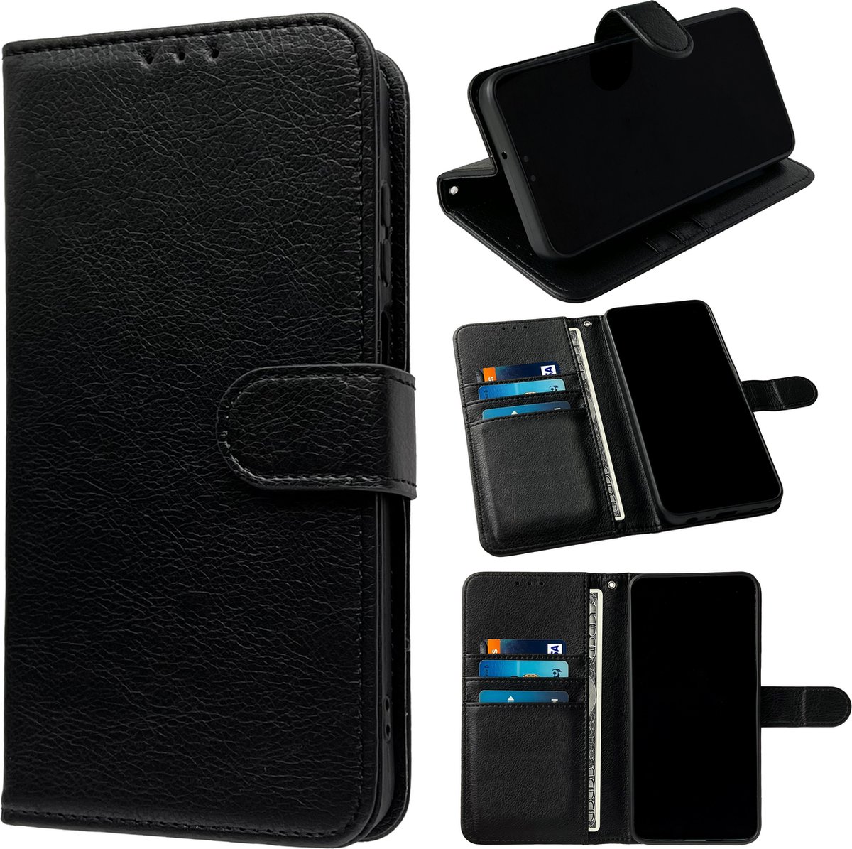 Casemania Hoesje Geschikt voor Samsung Galaxy S25 Plus - Zwart - Portemonnee Book Case