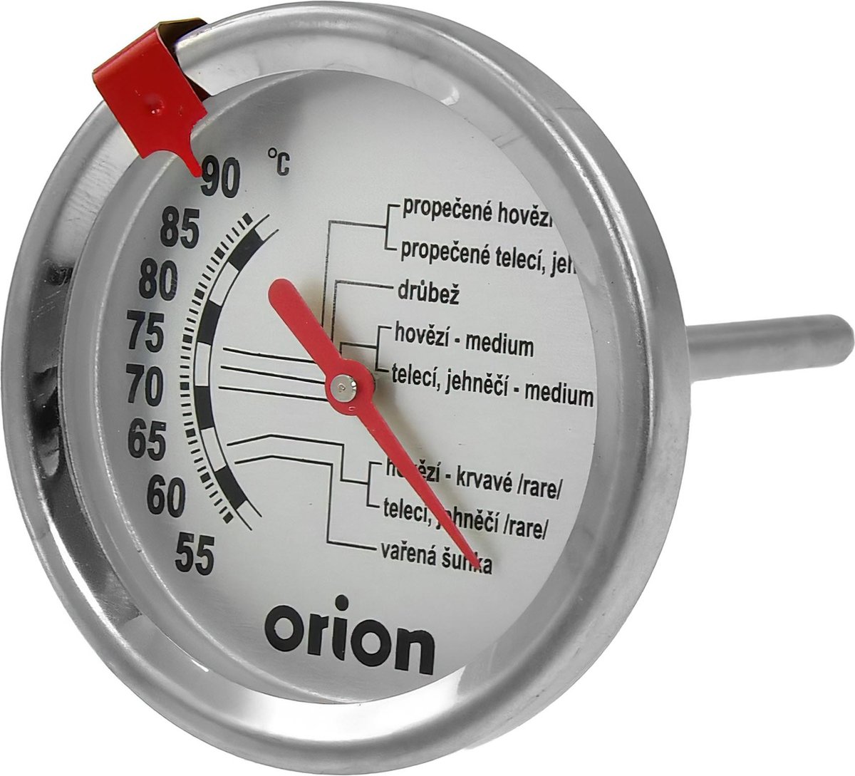 Orion - Vleesthermometer - Roestvrij Staal - 12 cm - Schaal 50°C tot 90°C