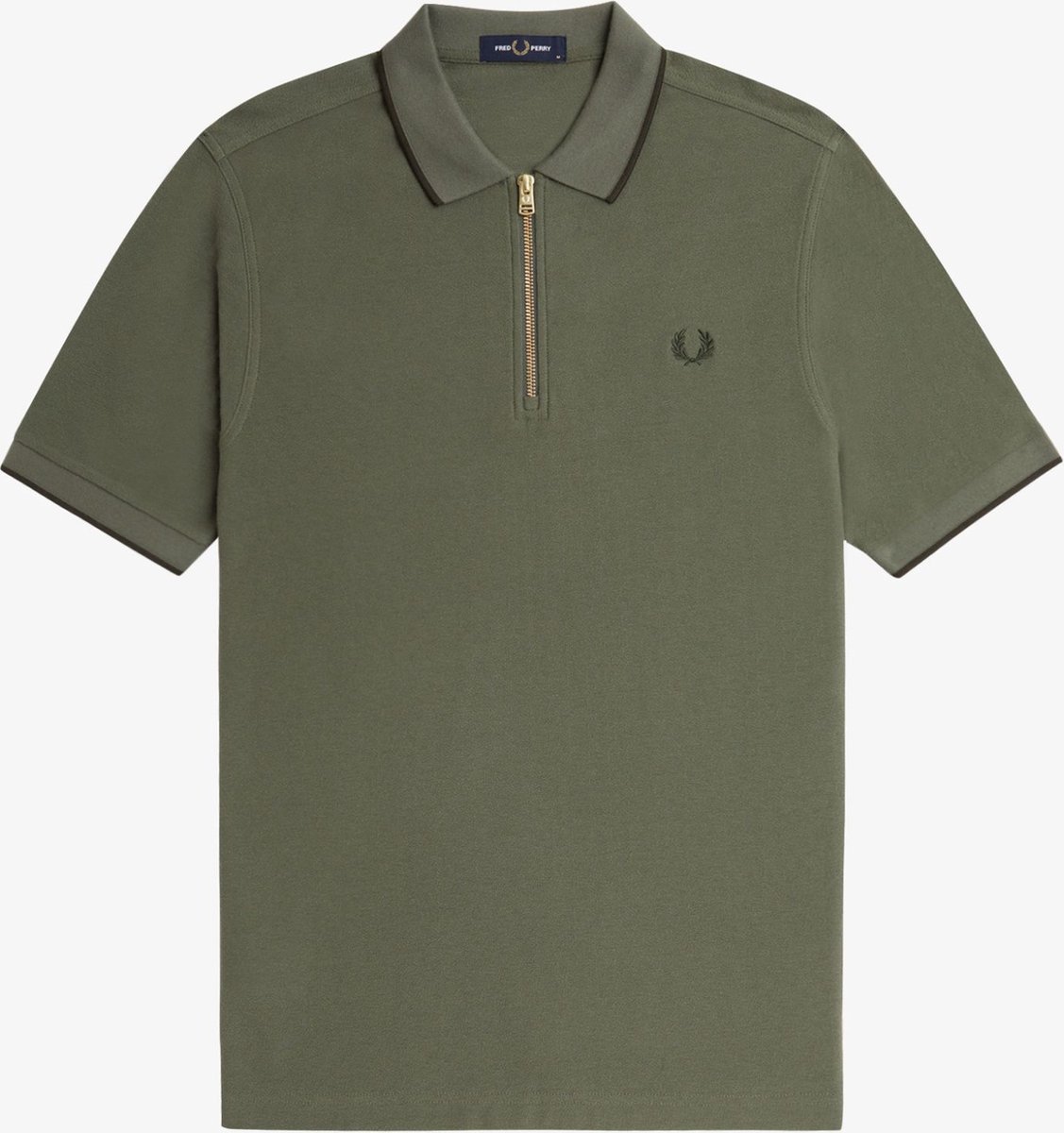 Fred Perry Crepe Pique Zip Neck Polo Shirt Groen