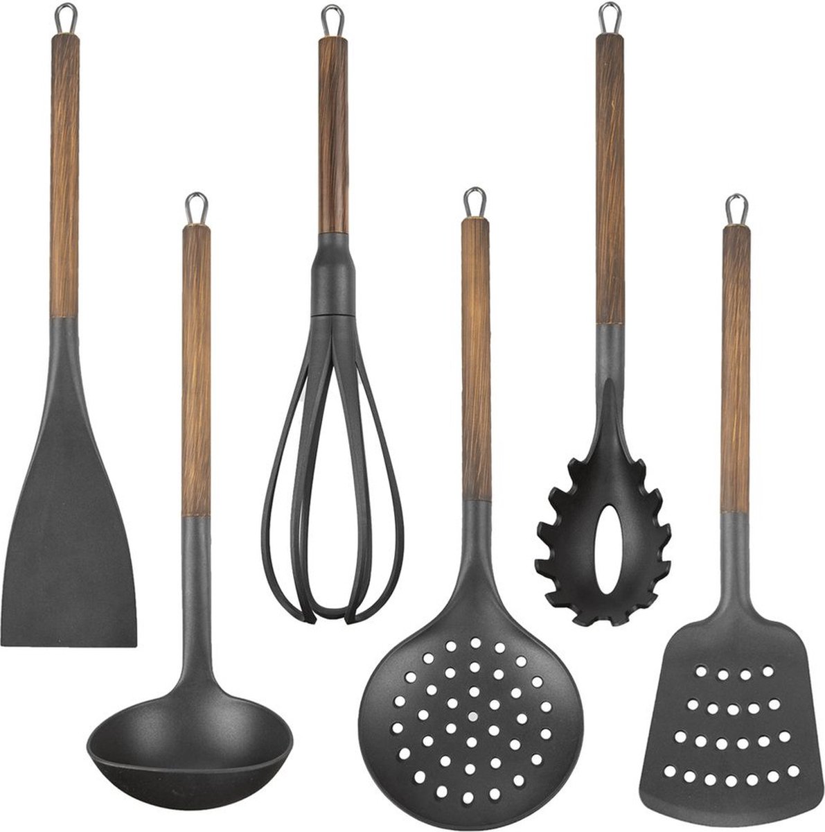 Keukengerei Set Houten WOODEN 6 stuks - Spatelset - Spatel - Soeplepel - Schuimspaan - Kookgerei