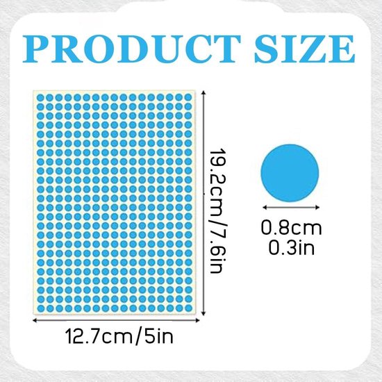 Vicloon Gekleurde stippenstickers, 4160 stuks ronde stippenlabels, 8 mm codeerstickers, zelfklevende cirkelstippenetiketten voor kantoor, school, 16 kleuren, 16 vellen