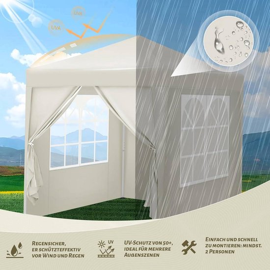 Tuinpaviljoen - Tuinluifel - Zonnescherm - Roestbestendig - UV-bescherming - 2m x 2m x 2,4m van Merkloos — afbeelding 4