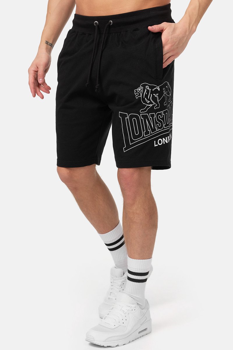 Lonsdale Joggingbroek voor heren, normale pasvorm SUMBURGH, Oxblood/geel, 3XL, 117561