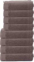 The One Toweling Organic Handdoeken Set - 8 pièces - 4x Serviettes de bain, 4x Handdoeken - Qualité hôtelière - Ensemble de serviettes - Serviette de bain - 550gr/ m2 - Katoen - Taupe