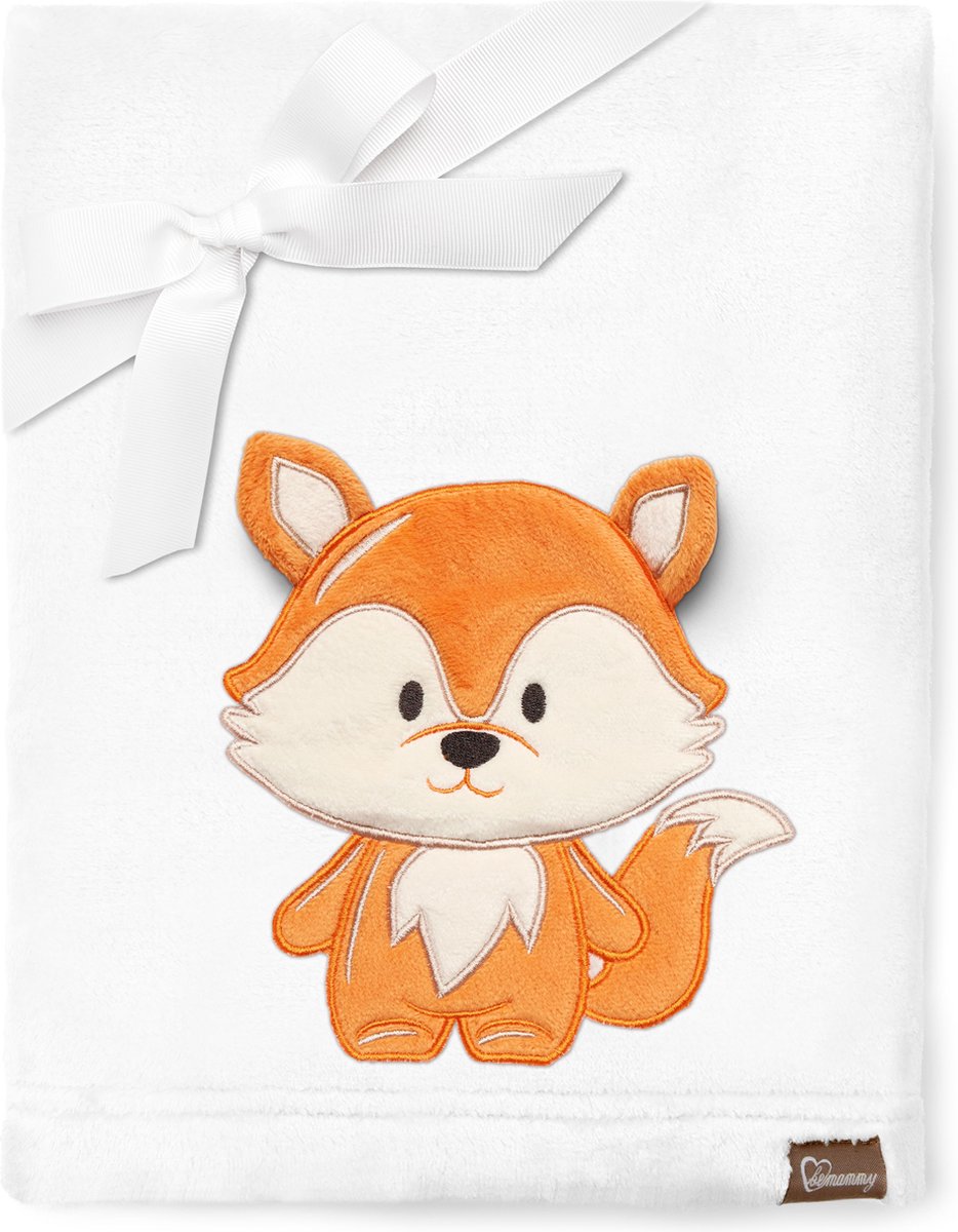Be Mammy Babydeken - Dekbed - Kinderdeken - Wiegdeken - Dekentje Baby - 76 x 102 cm - Wit - vos - BE-BE20-168-BBL