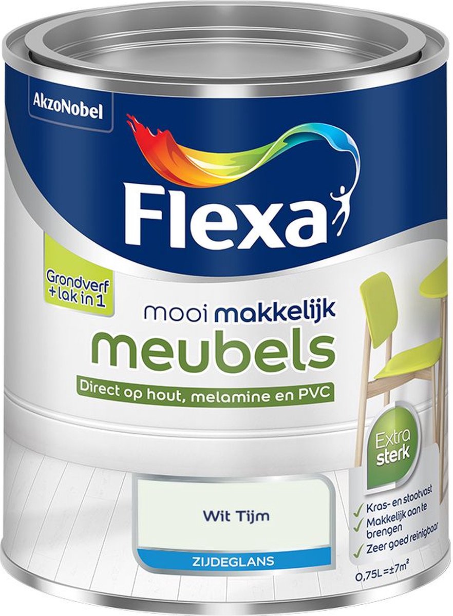 Flexa - Mooi Makkelijk Meubels Zijdeglans - Wit Tijm - Mengverf - 0.75 L