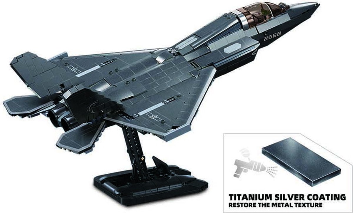 Sluban J‑35 Stealth Aircraft bouwspeelgoed kinderen vanaf 12 jaar - Constructiespeelgoed modelbouw - bouwdoos met 812 bouwstenen - M38-B1186 — afbeelding 4