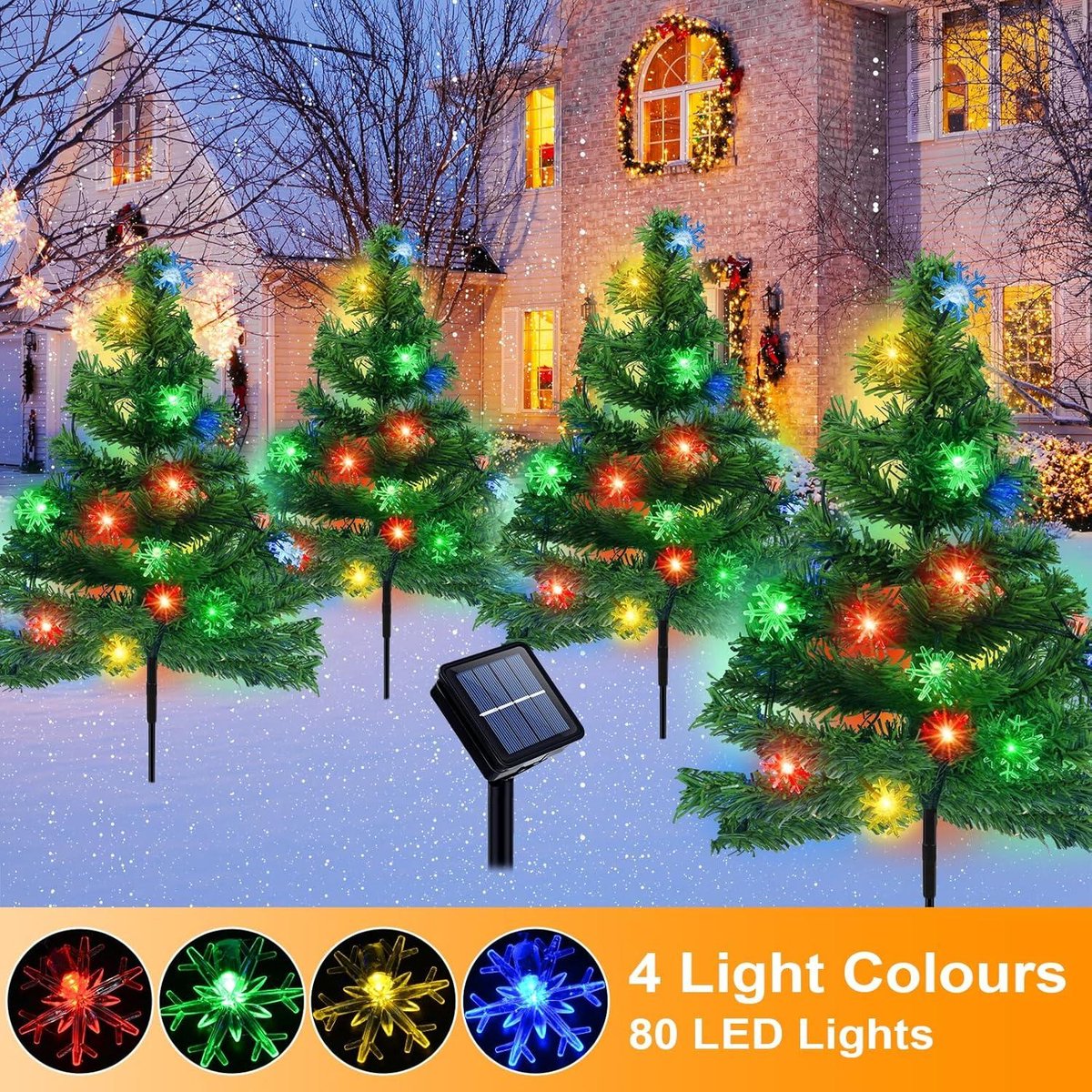 8 pièces de lumières solaires pour sapin de Noël, lampes solaires de jardin, étanches IP65