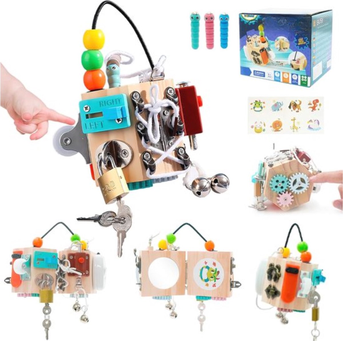 15-in-1 Activiteitenkubus voor Peuters - Educatief Houten Speelgoed en Fidget Cube