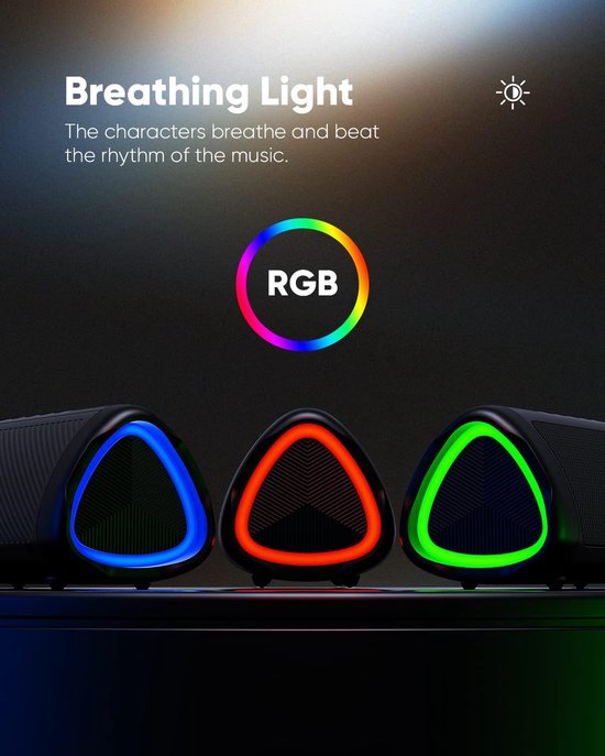 Bluetooth speaker zwart-IPX5 waterdicht-extra bas-2 full-range sprekers-2 onafhankelijke membranen-TWS-AUX-RGB-verlichting-Tot 20 uur muziek-zwart van Mifa — afbeelding 2