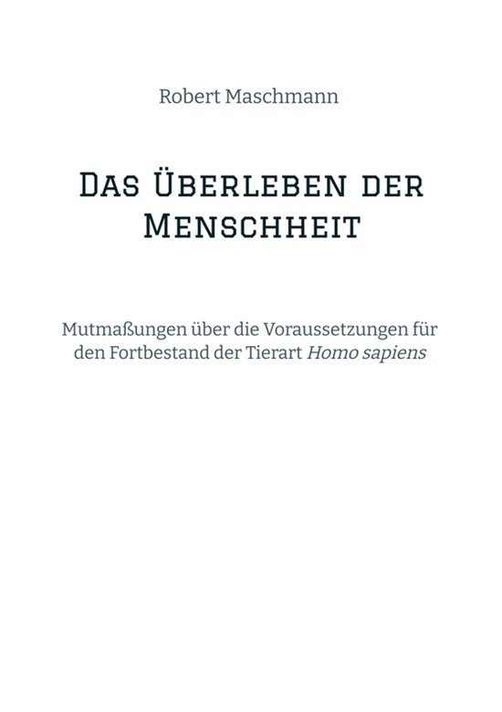 Das Überleben der Menschheit - cover