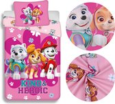 Paw Patrol roze beddengoed voor eenpersoonsbed, omkeerbaar