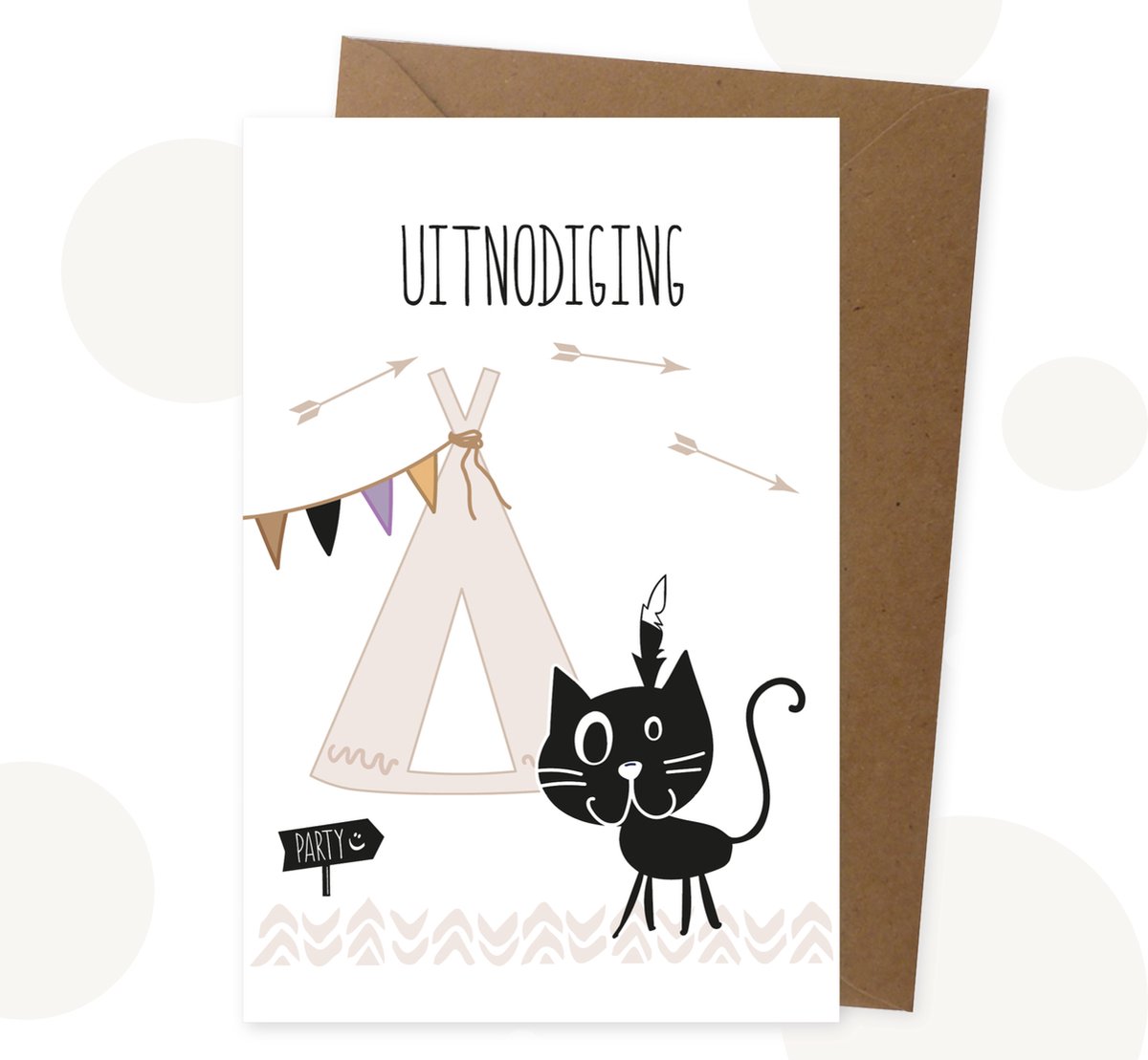 Set luxe uitnodigingen - Winnetoe | 10 grote Uitnodigingen inclusief envelop en leuke sluitsticker! | Uitnodiging kinderfeestje | Planet Puk