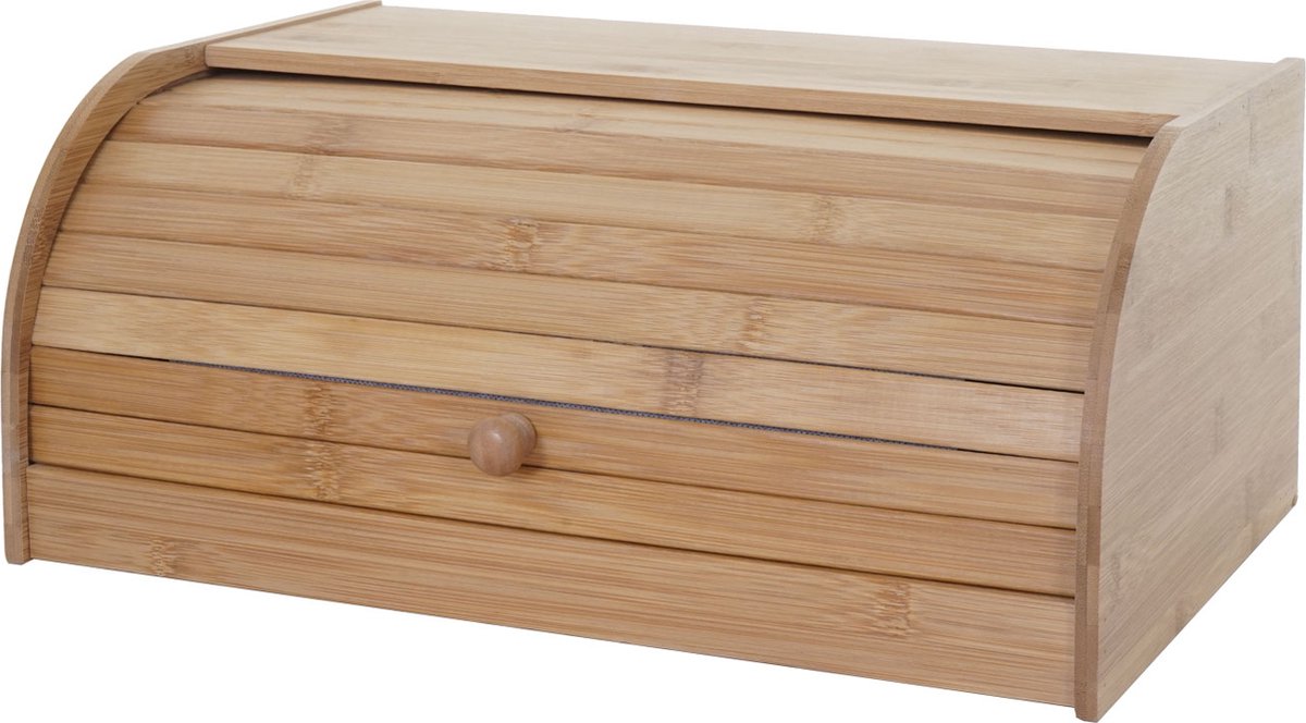 Broodtrommel MCW-B80, broodtrommel broodmand broodopslag, bamboe roldeksel ~ 17x40x28cm, zonder lade