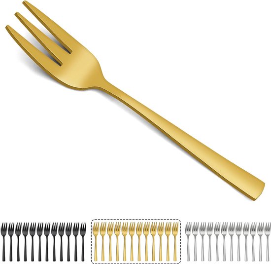 Hunnycook Tafelvorken, 24 stuks, roestvrij staal, geschikt voor thuis, restaurant, buiten, vaatwasmachinebestendig