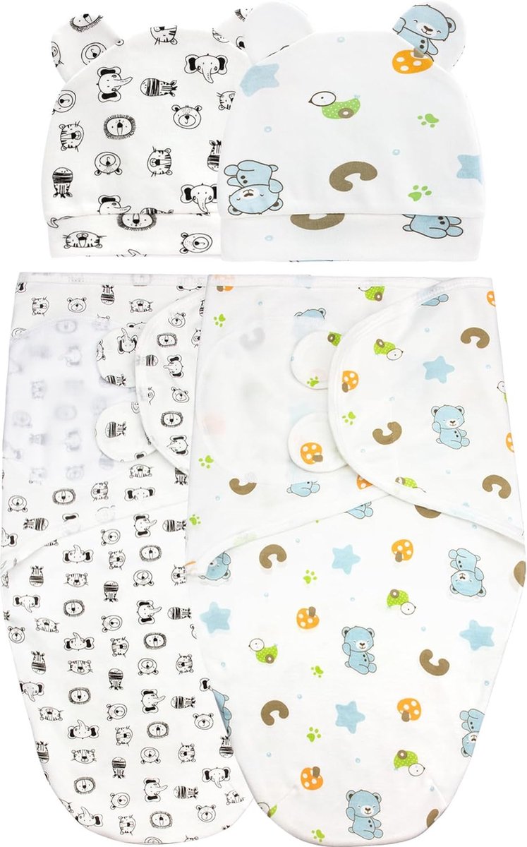 Ergonomische Baby Inbakerzak Met Verstelbare Klittenbandsluiting 2 Stuks Unisex Katoen