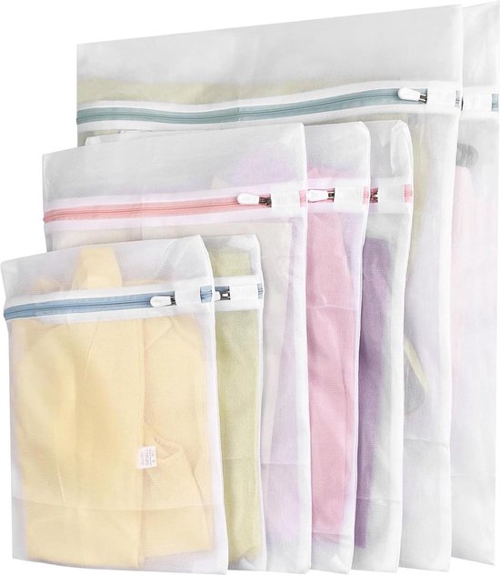 Waszak wasmachine 3 stuks, wasnet voor wasmachine 23 x 30 cm, kleine waszak met groene ritssluiting, waszak voor ondergoed, sokken, babykleding, beha