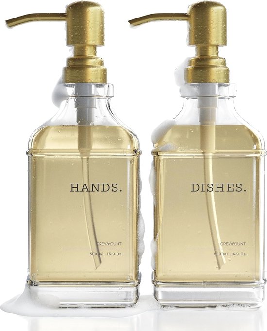 Zeepdispenser met bakje 500 ml set van 2